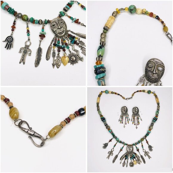 Robert Shields SPIRIT Necklace Earrings Sterling Silver Turquoise Southwestern - Picture 9 of 11